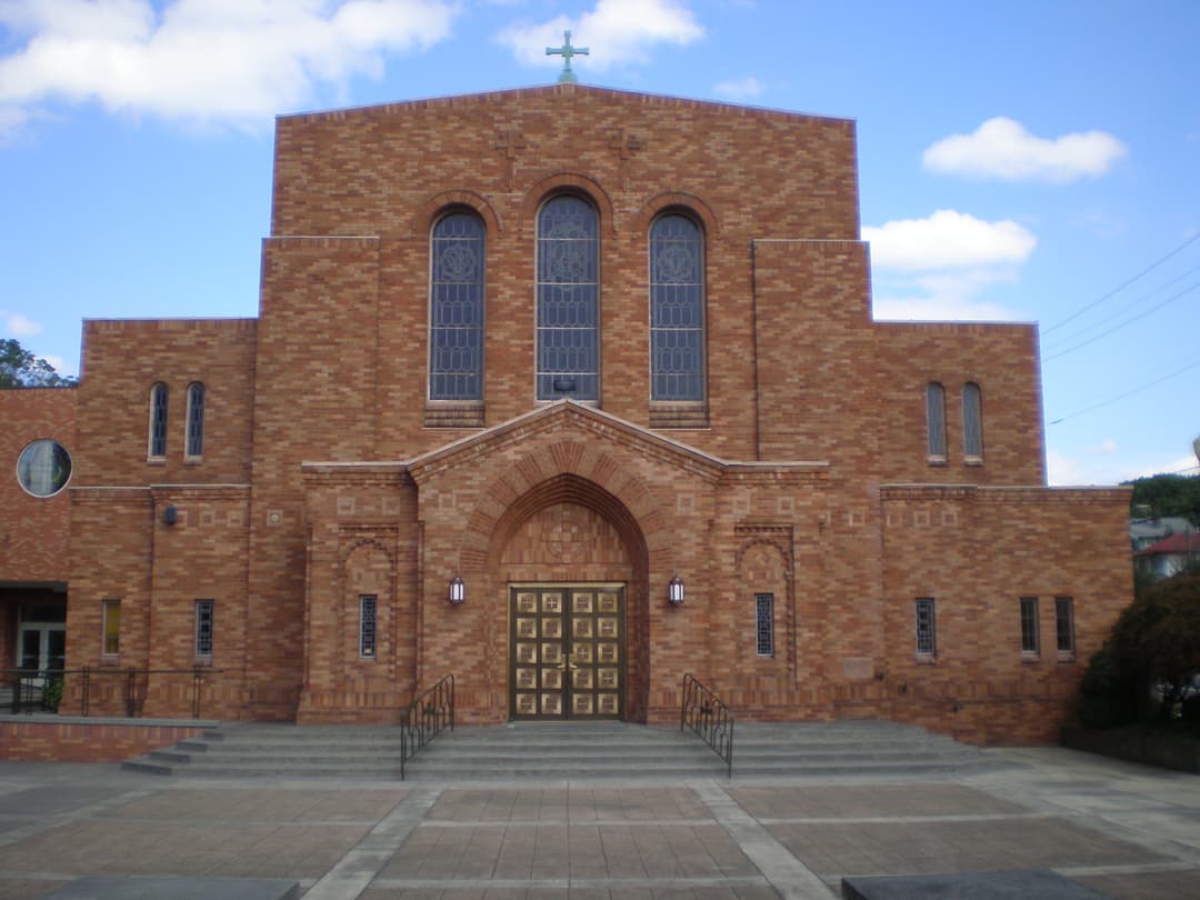 Front facade and main entrance of Holy Trinity Greek Orthodox Cathedral