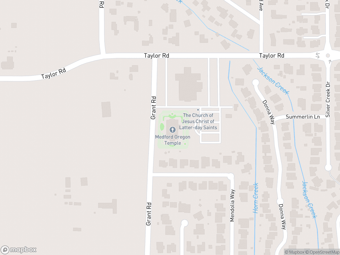 Map showing Medford Oregon Temple and surrounding area