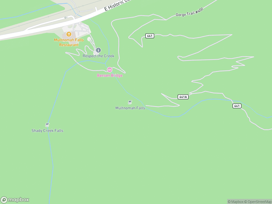 Map showing Multnomah Falls Sacred Site and surrounding area