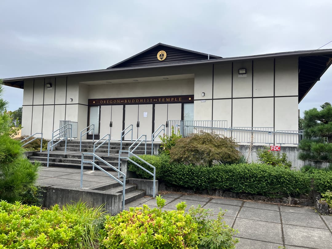 Front entrance view of the Oregon Buddhist Temple.