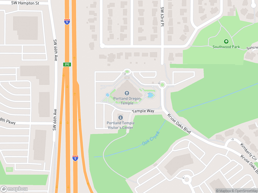 Map showing Portland Oregon Temple and surrounding area