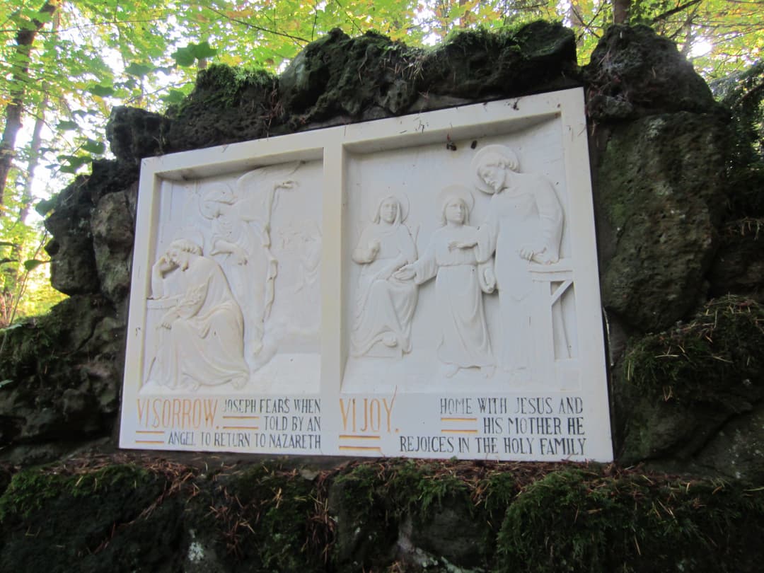 Relief panel of the Sixth Sorrow and Joy of St. Joseph at The Grotto.