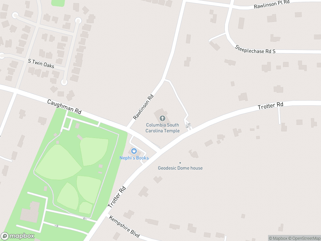 Map showing Columbia South Carolina Temple and surrounding area