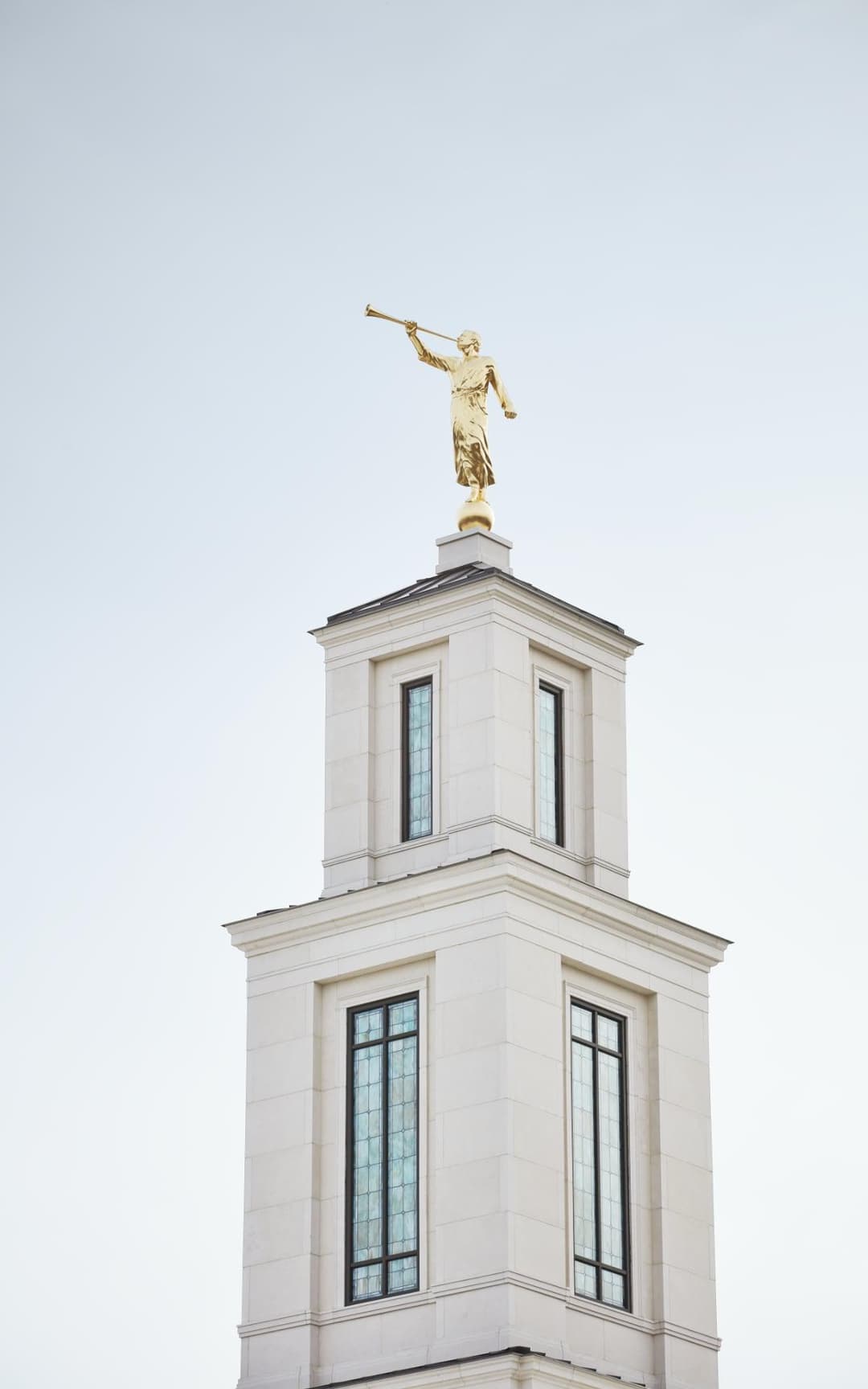 Golden Angel Moroni statue atop the Memphis Tennessee Temple spire.