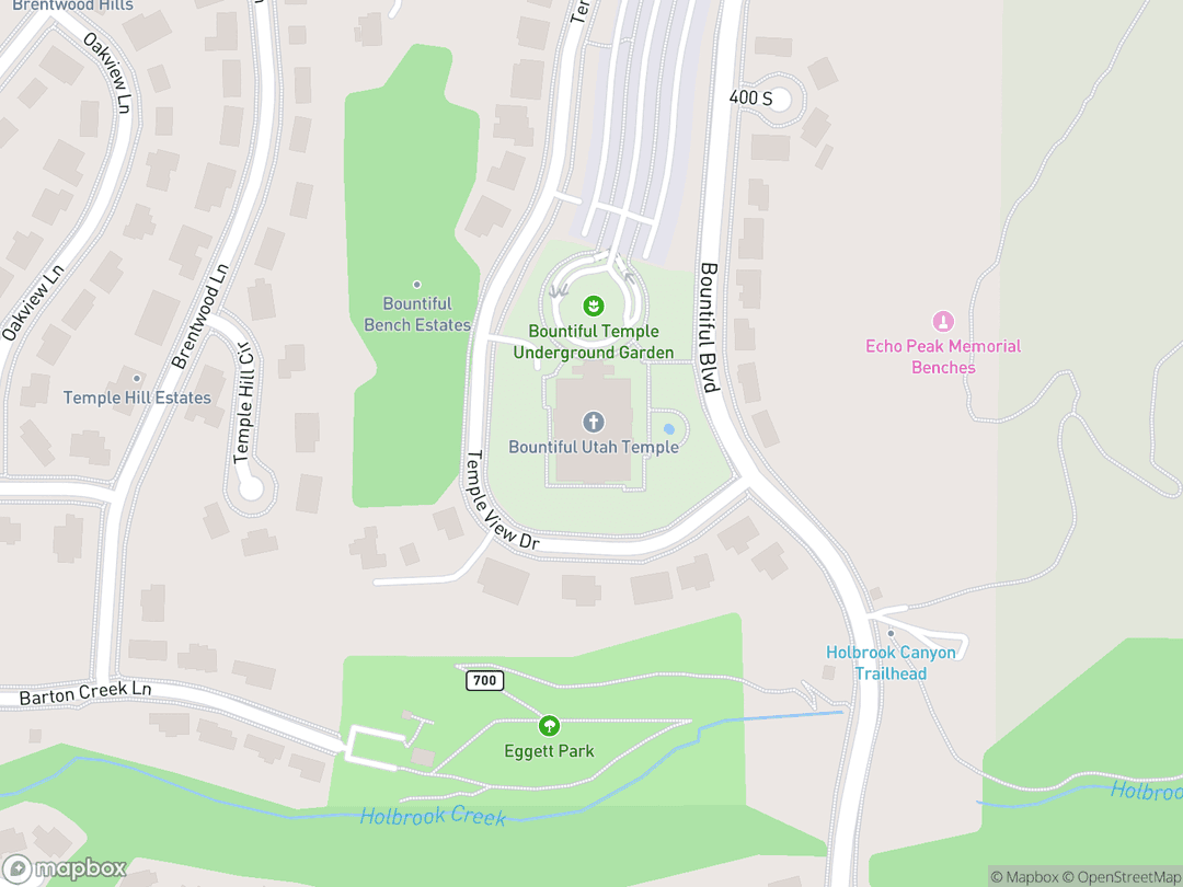Map showing Bountiful Utah Temple and surrounding area