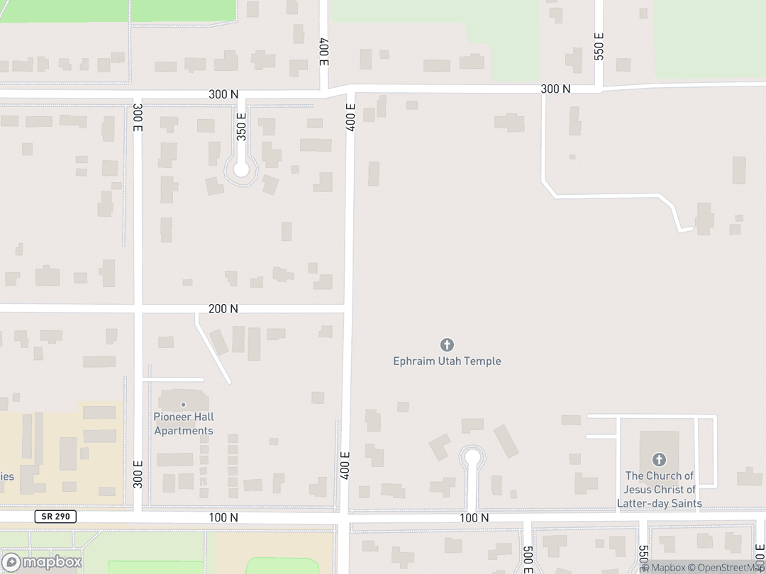 Map showing Ephraim Utah Temple and surrounding area