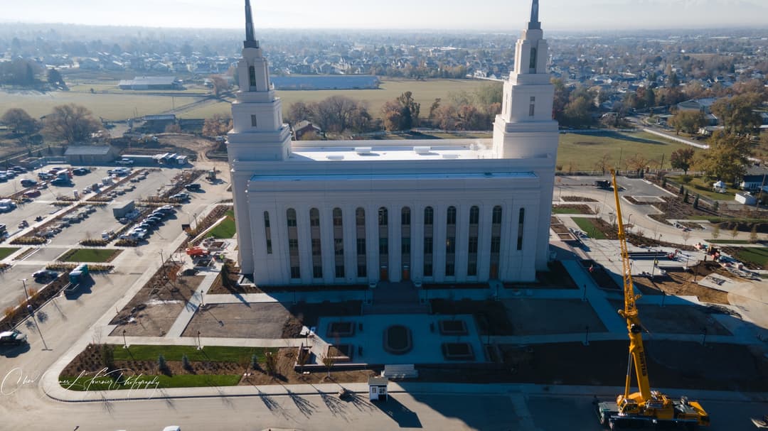 The Layton Utah Temple at dusk