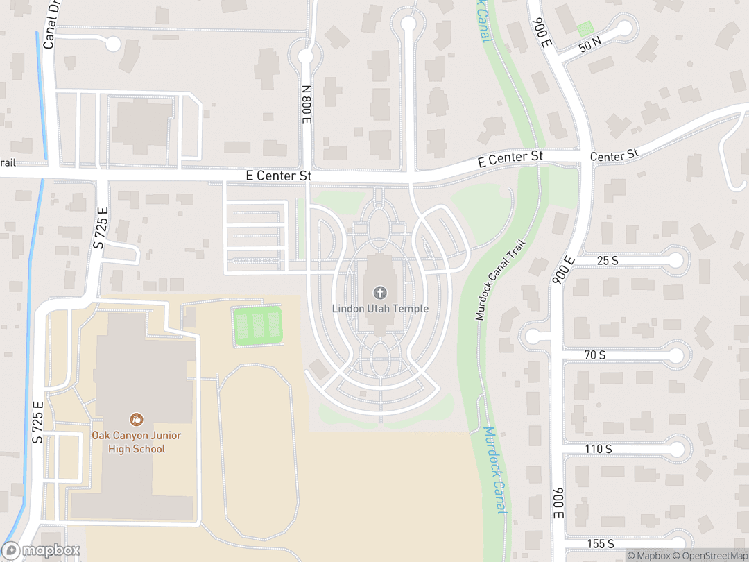 Map showing Lindon Utah Temple and surrounding area