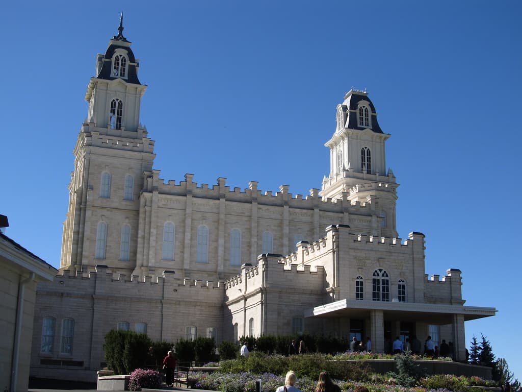 Aerial view of the temple grounds and surrounding city