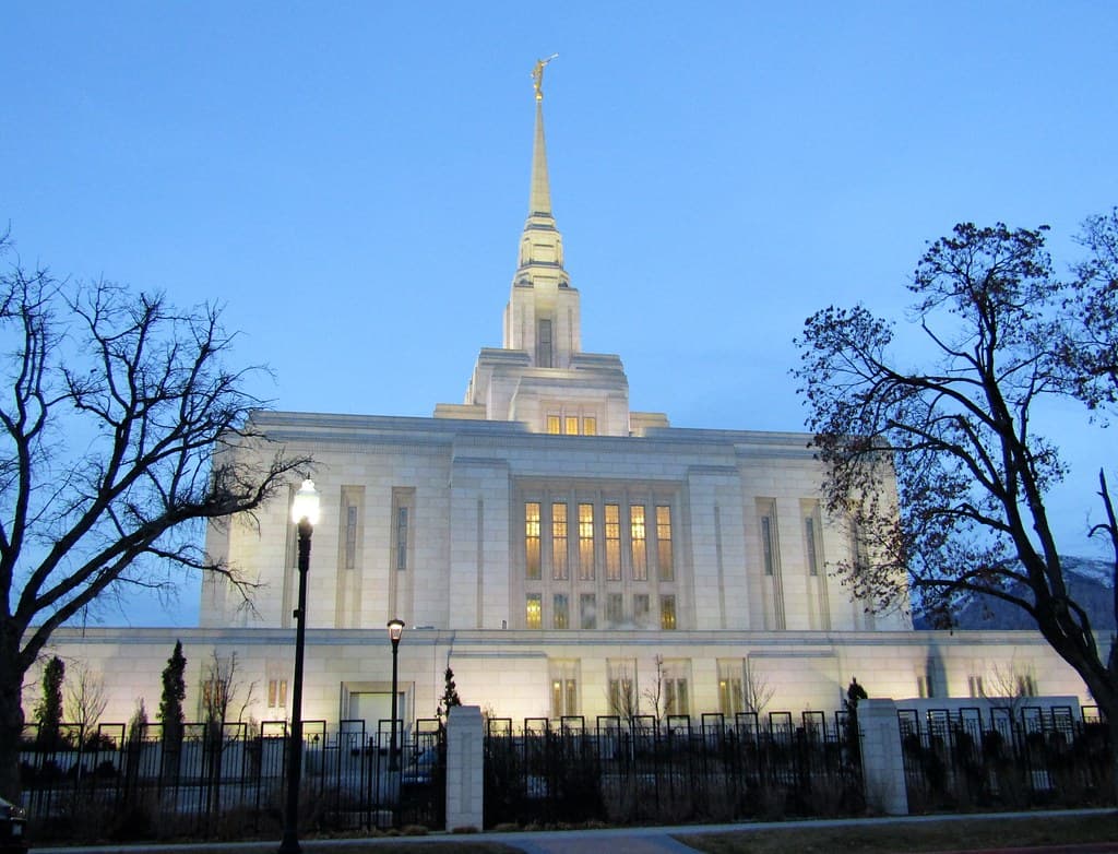 The Ogden Utah Temple and surrounding plaza