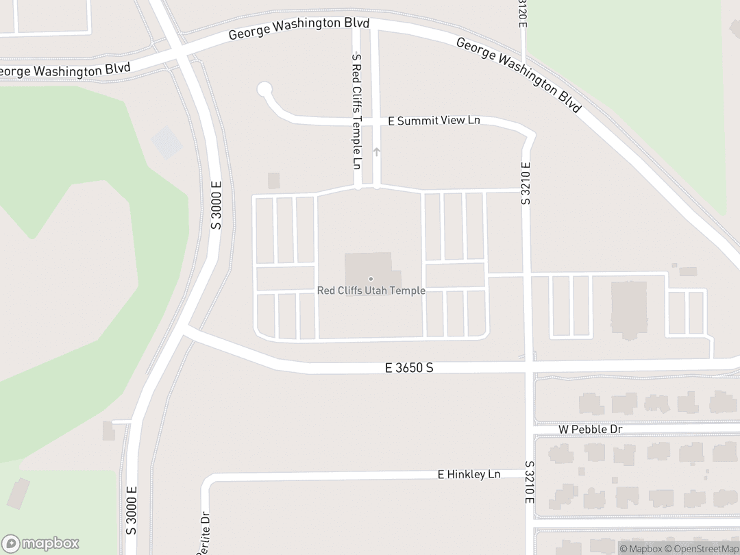 Map showing Red Cliffs Utah Temple and surrounding area