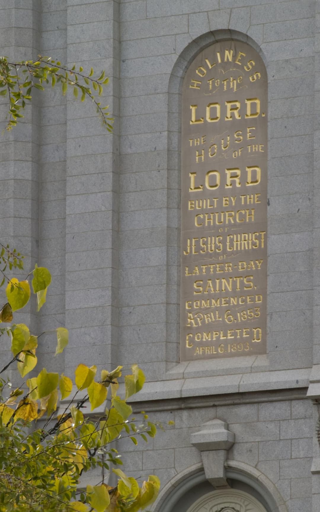 Stone inscription on the Salt Lake Temple