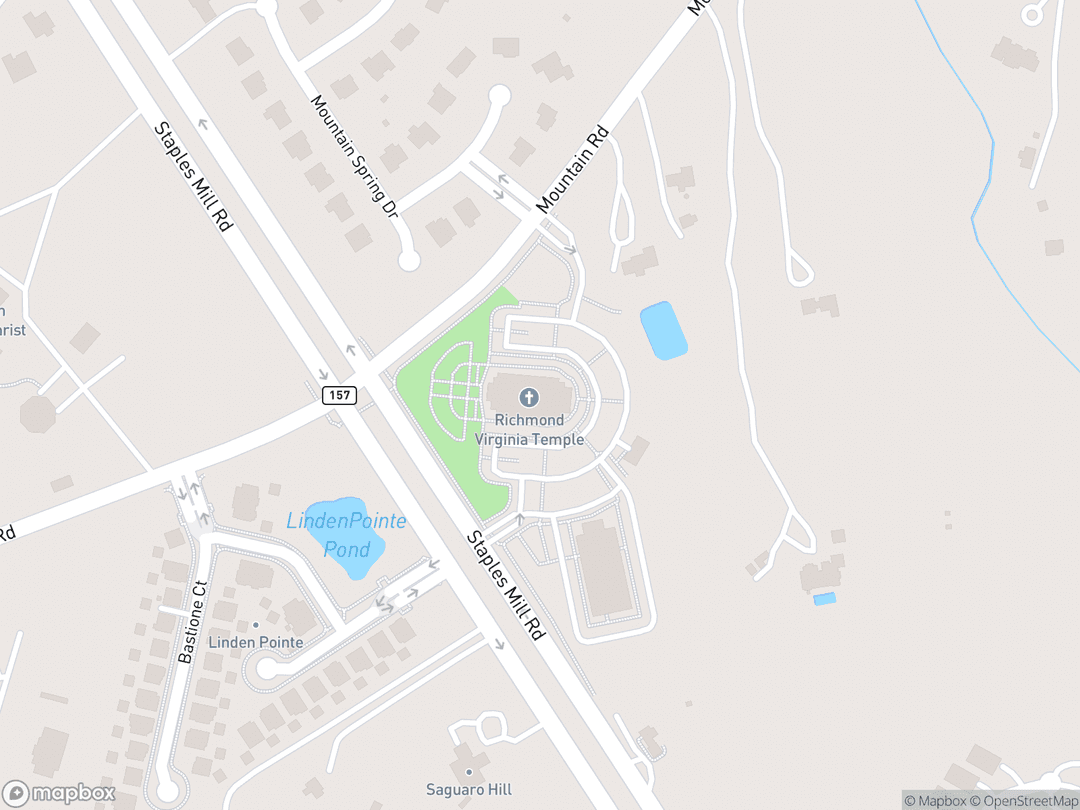 Map showing Richmond Virginia Temple and surrounding area
