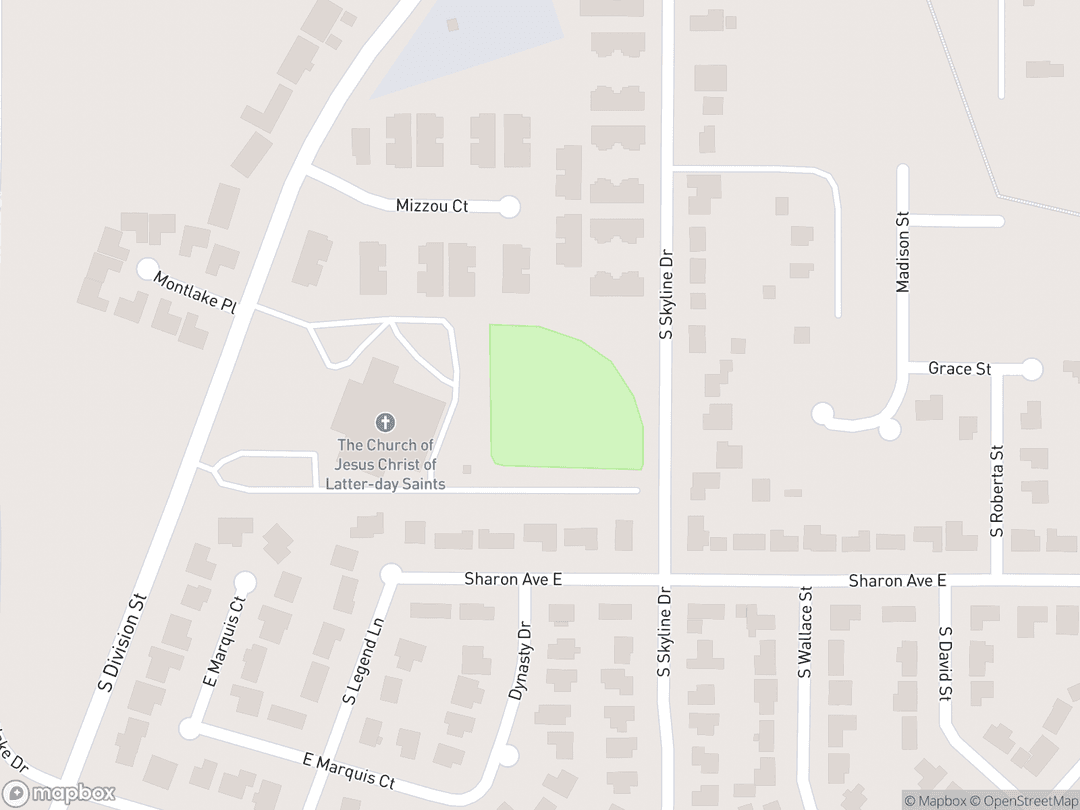 Map showing Moses Lake Washington Temple and surrounding area