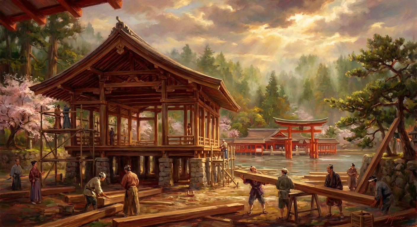 The Construction of the Senjokaku Pavilion by Toyotomi Hideyoshi