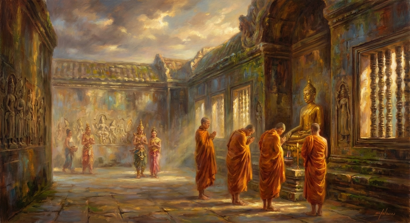 The Conversion of Angkor Wat from Hinduism to Theravada Buddhism