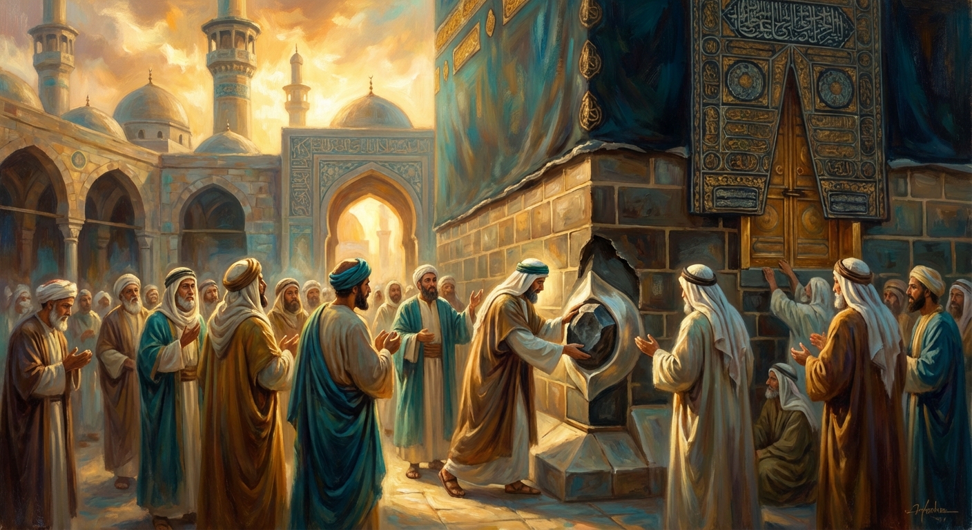 The Establishment of the Black Stone (Hajar al-Aswad) in its Current Location