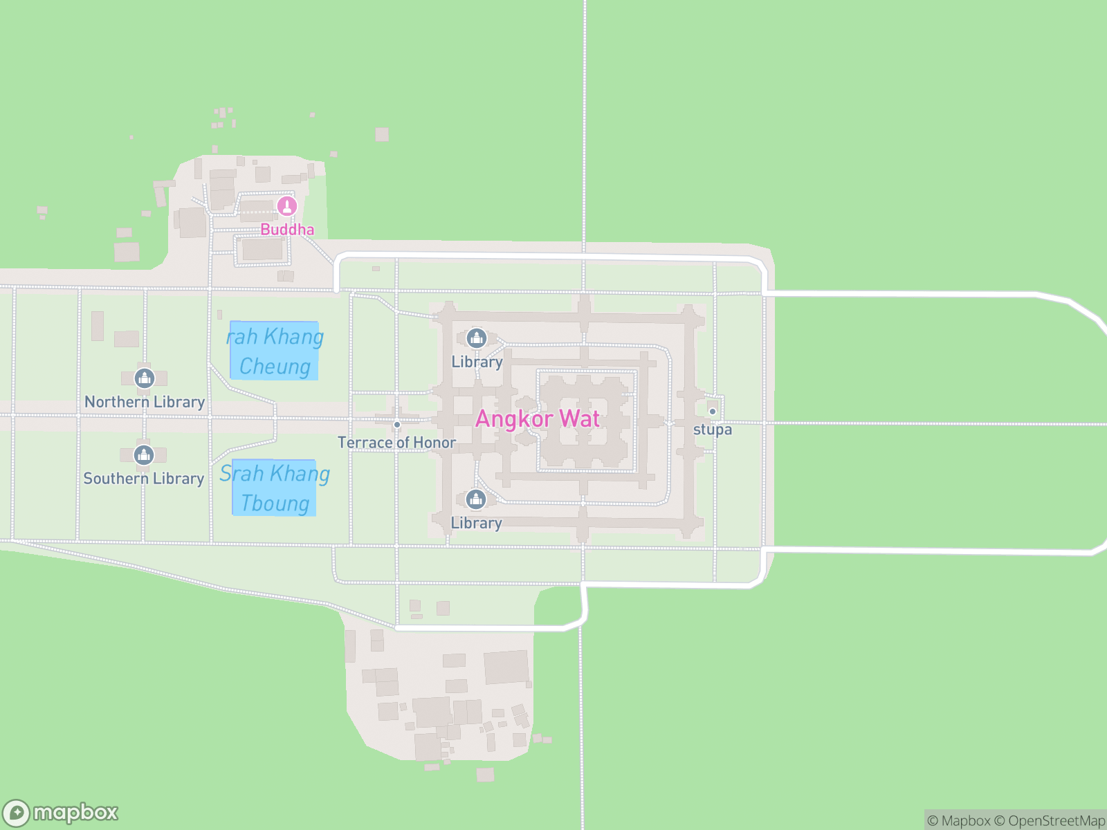 Map showing Angkor Wat and surrounding area