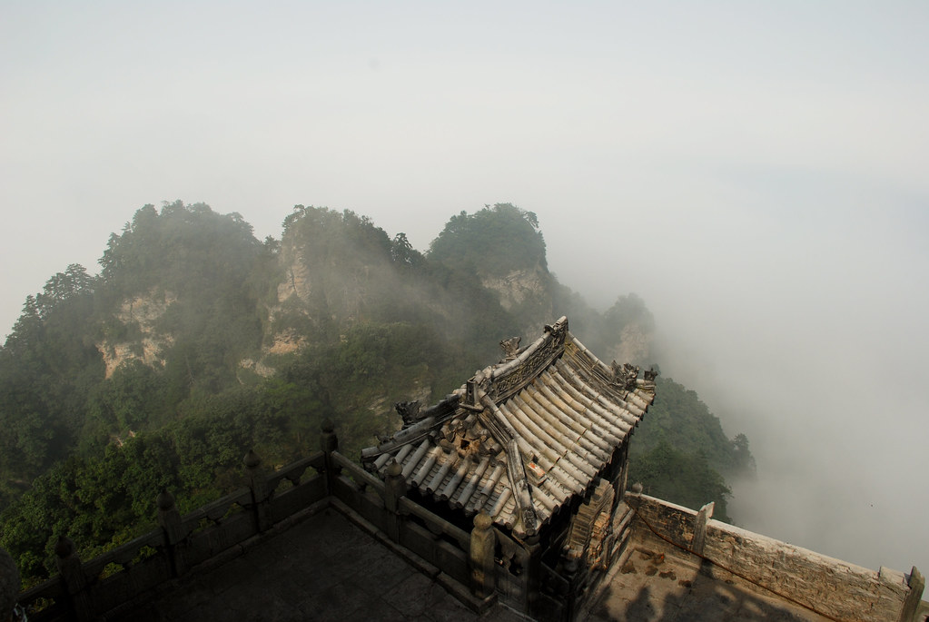 Wudang Shan mountain scenery, showing the dramatic peaks and ancient architecture.