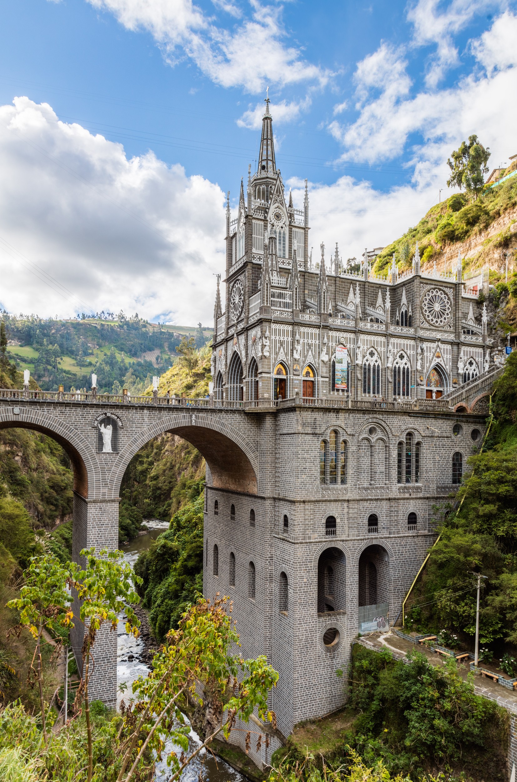 The basilica's neo-Gothic architecture is a sight to behold.