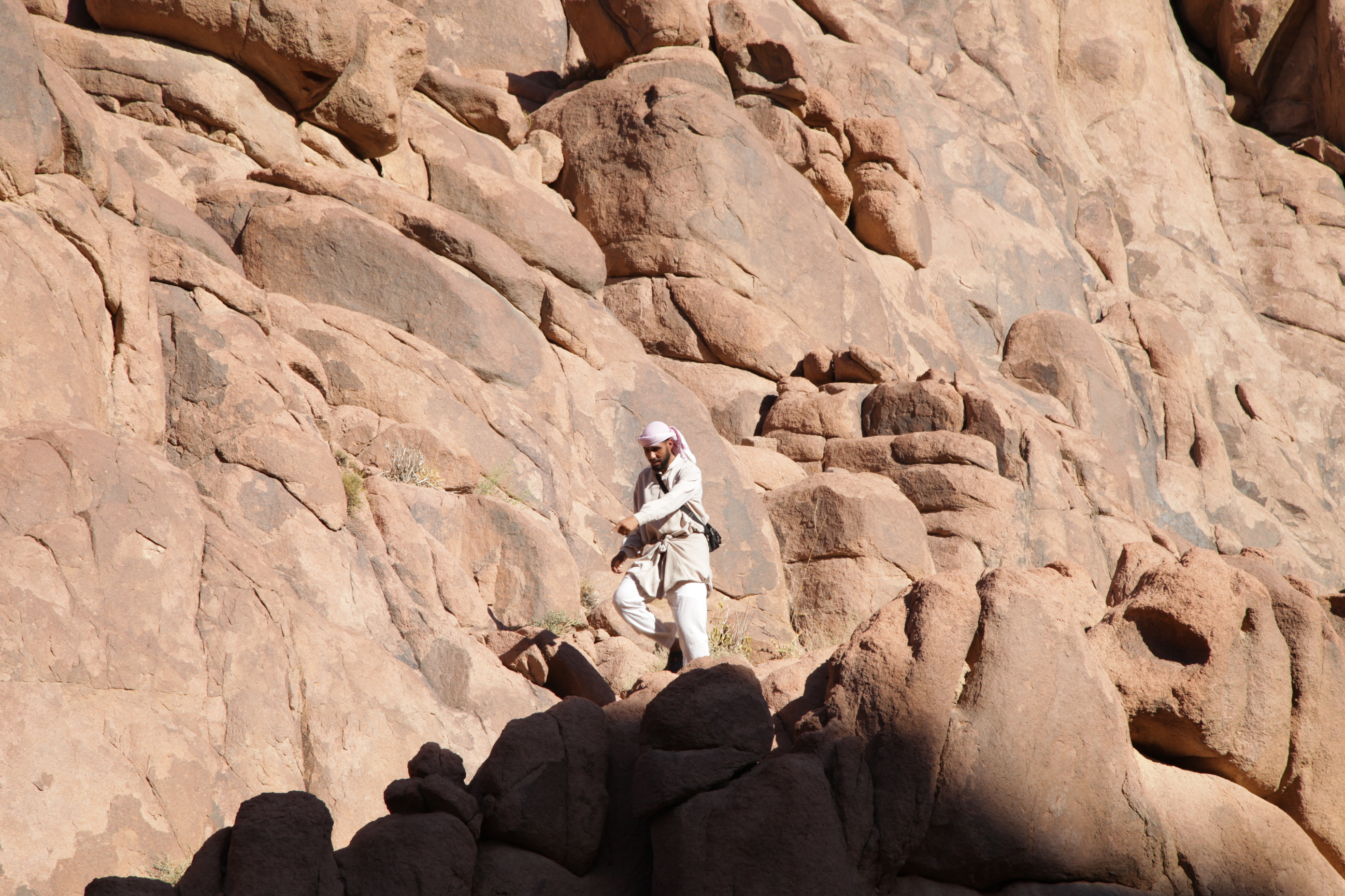 A close-up of the geological formations on Mount Sinai.