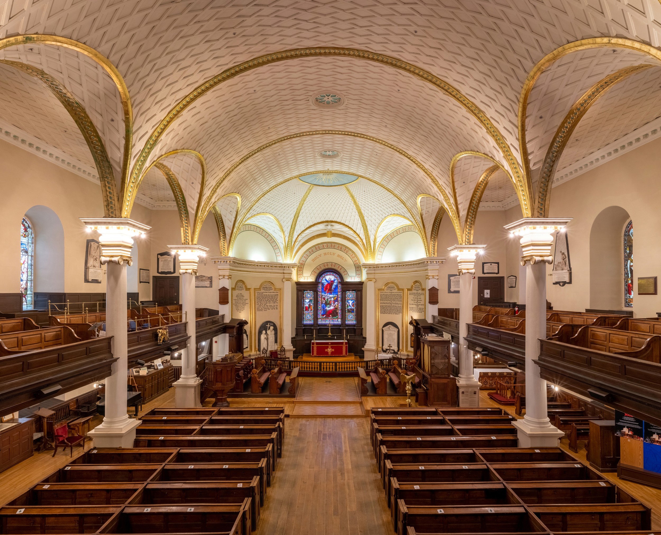 The cathedral's bell towers reaching towards the sky.