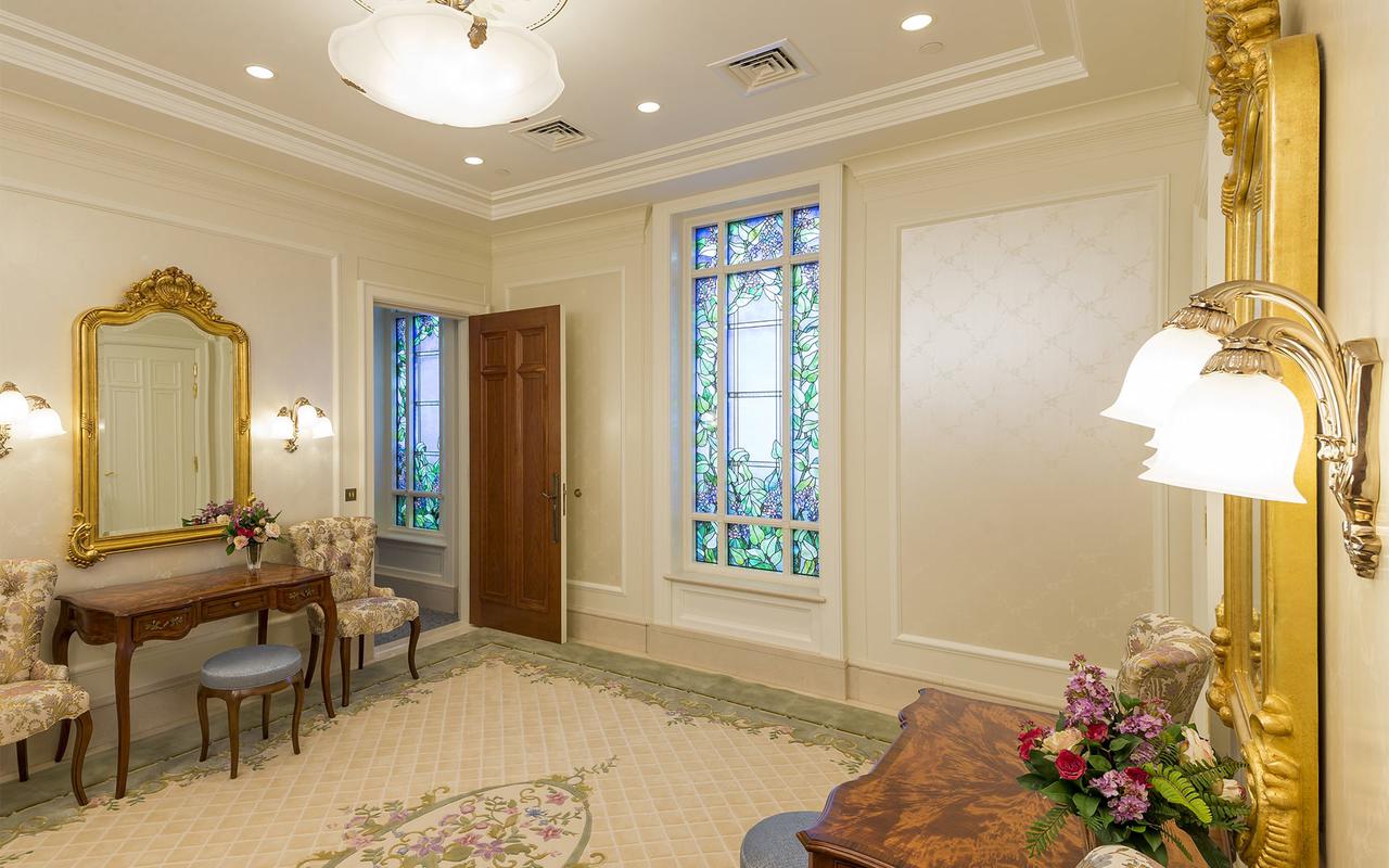 A serene view of the Paris France Temple reflecting its refined French aesthetic.