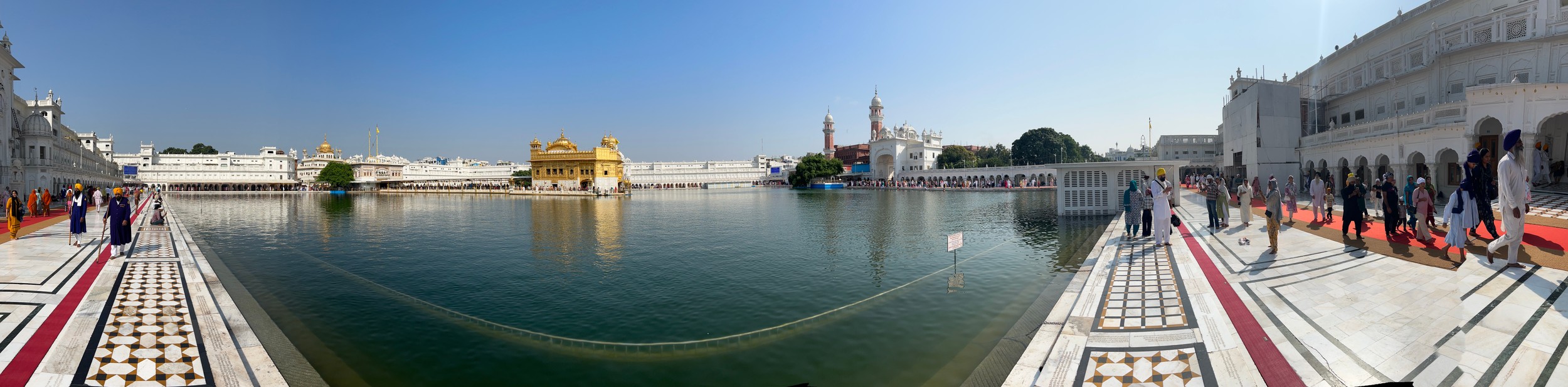 The Golden Temple's intricate gold plating and marble work.