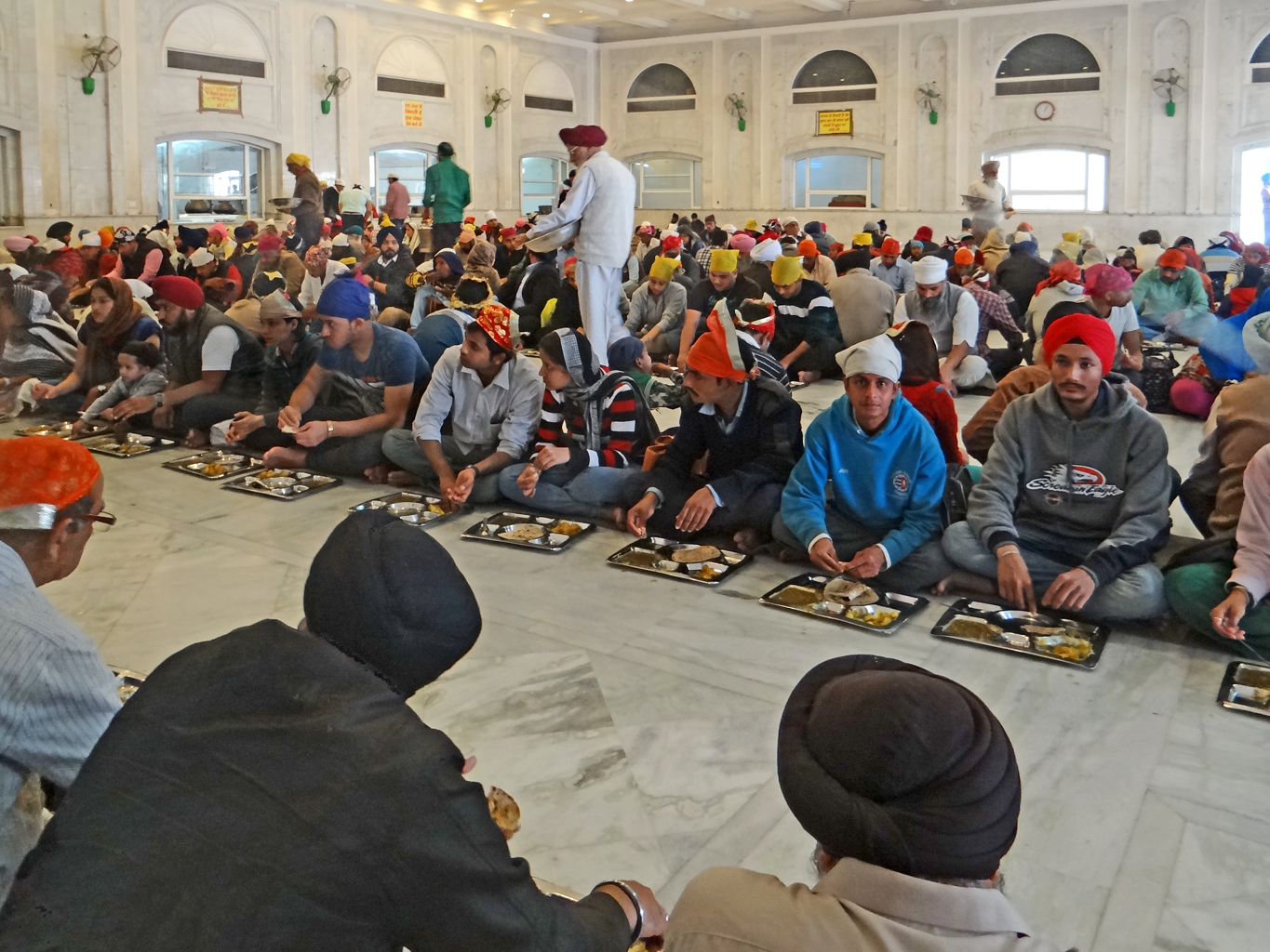 Devotees gathering at the Gurdwara.