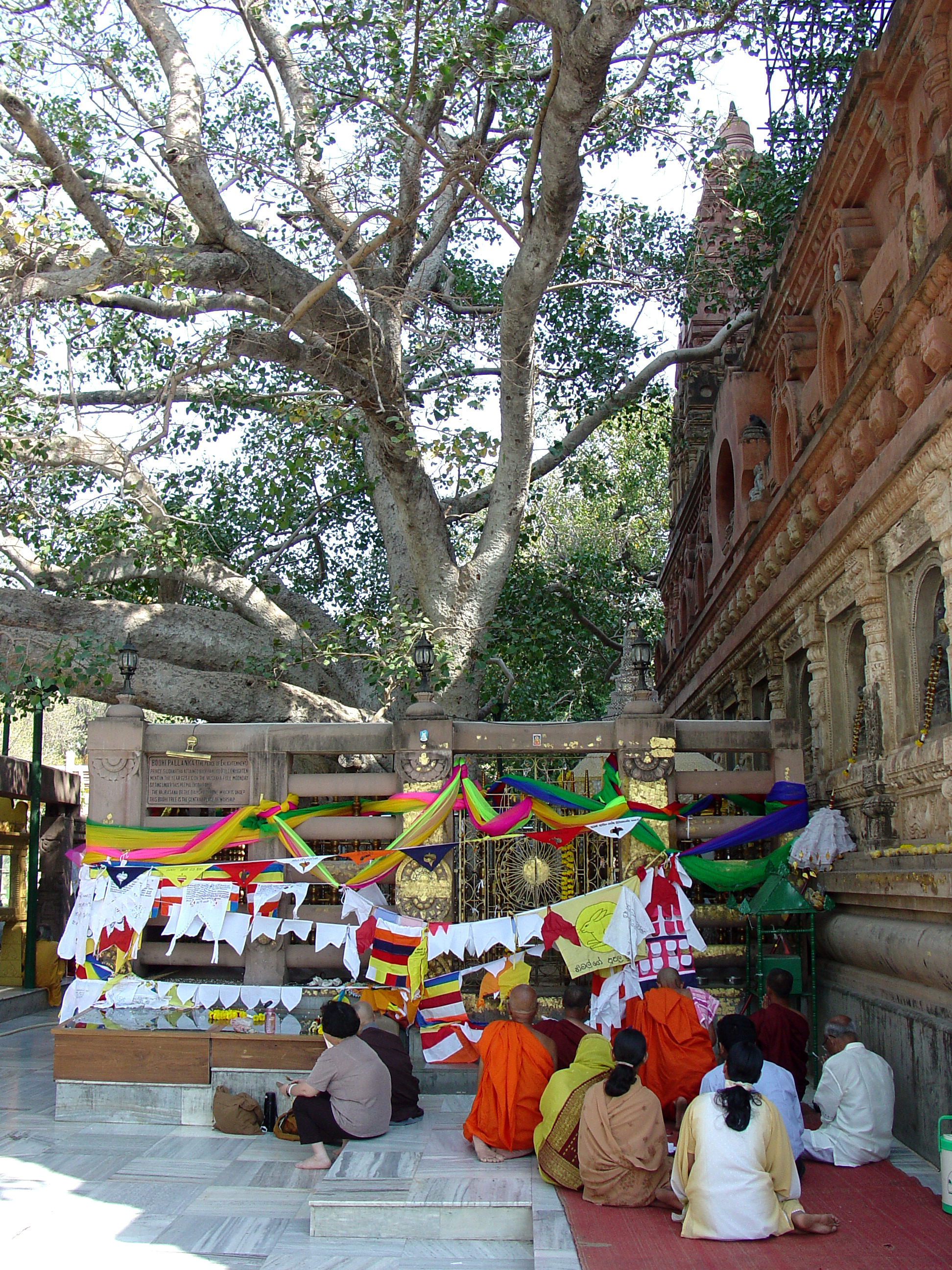 The towering structure of the Mahabodhi Temple
