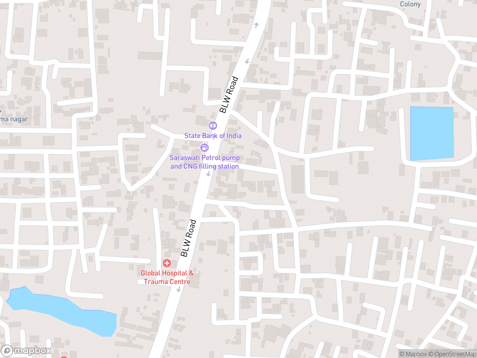 Map showing Sapta Puri and surrounding area