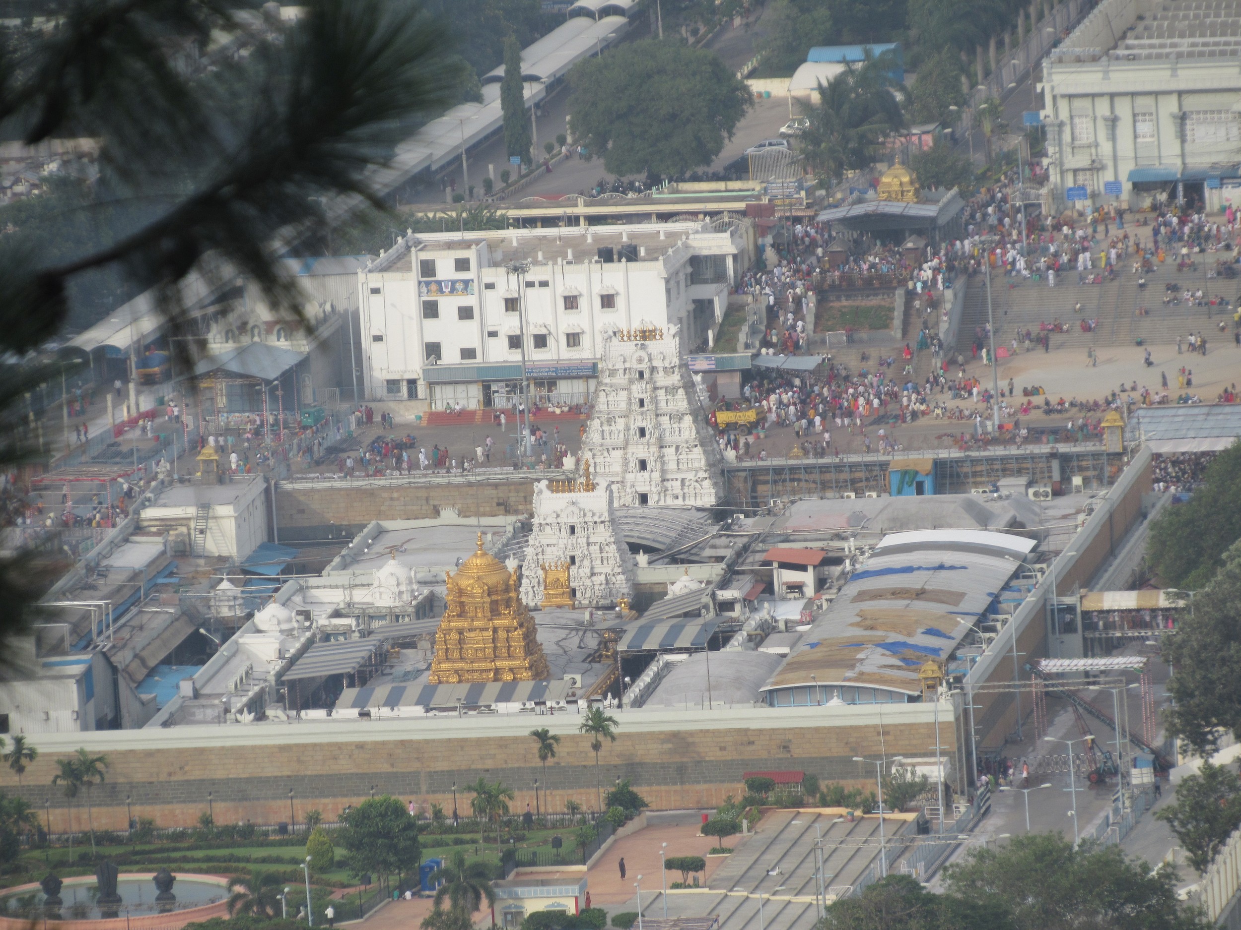 A panoramic view of the Seshachalam Hills surrounding the temple.