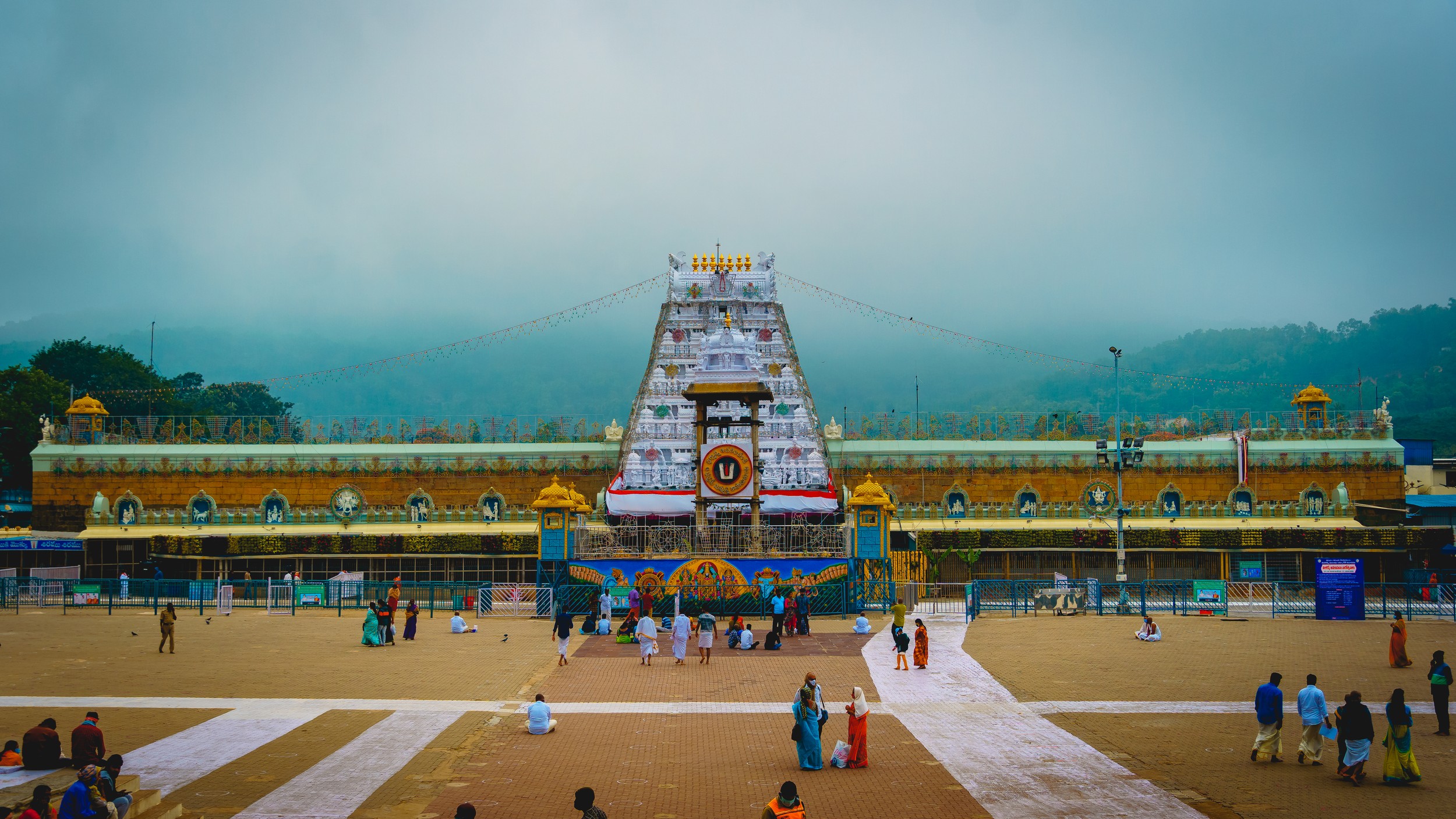The intricately carved pillars of the temple.