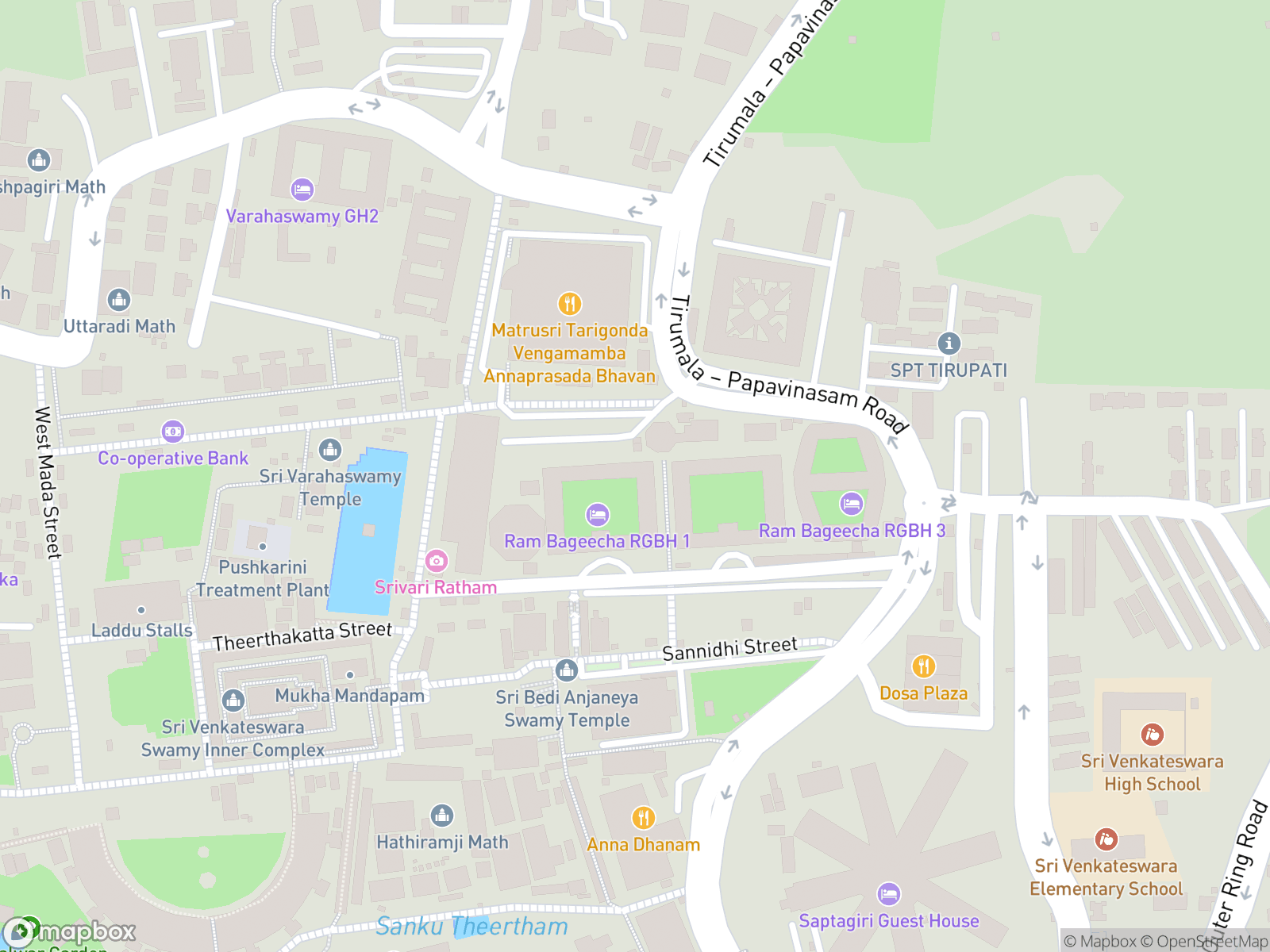 Map showing Sri Venkateswara Temple and surrounding area