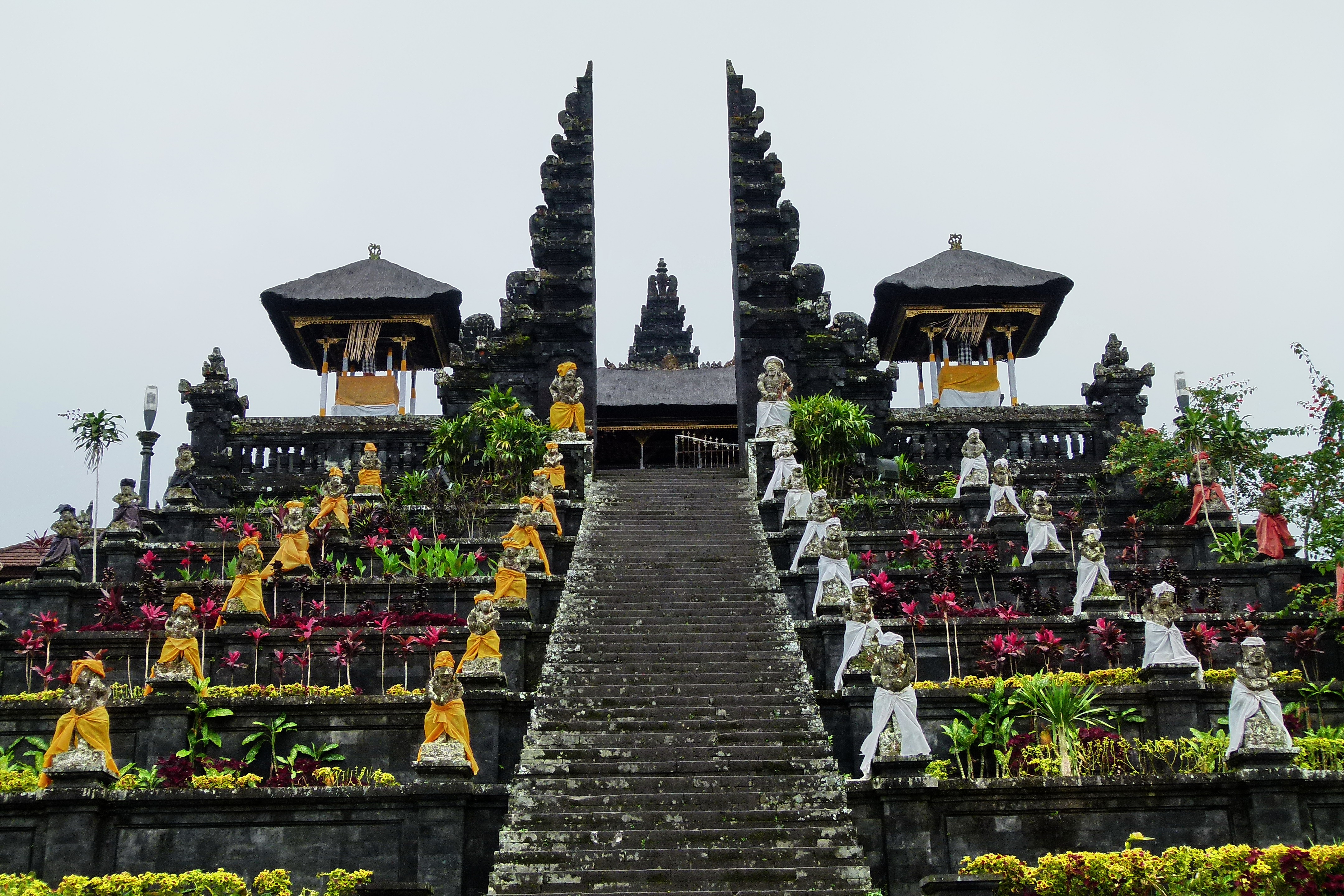Intricate stone carvings adorn the temple structures.