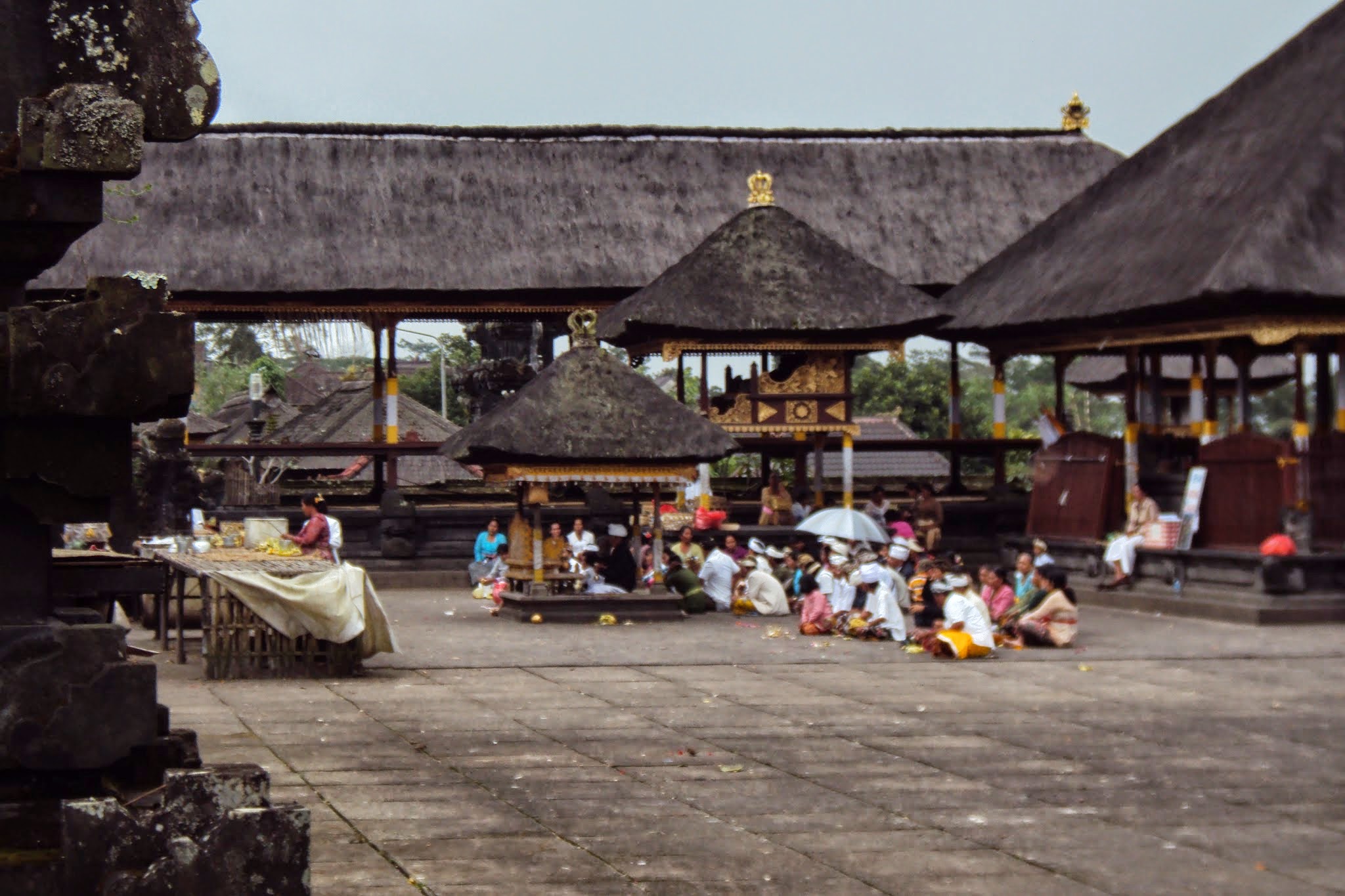 Devotees participating in a traditional ritual.