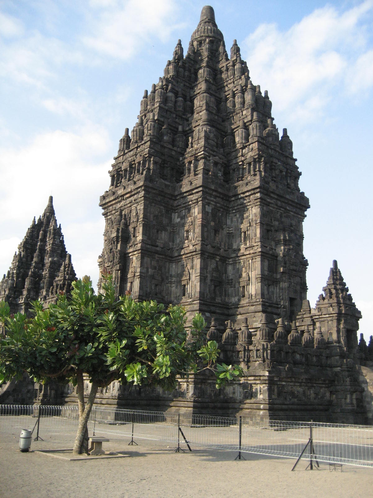 The majestic Prambanan Temple complex at sunrise.