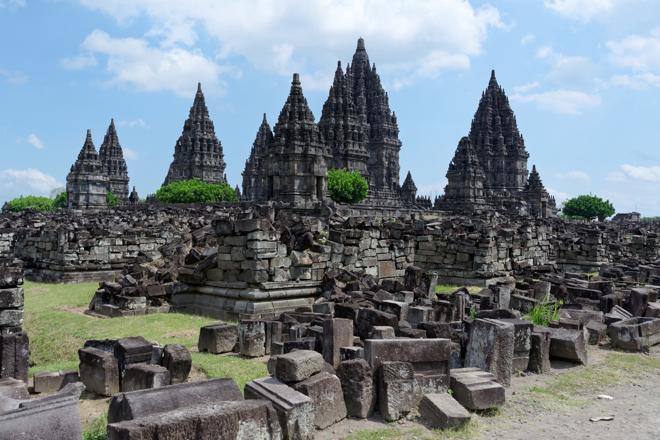 Visitors exploring the Prambanan Temple complex.
