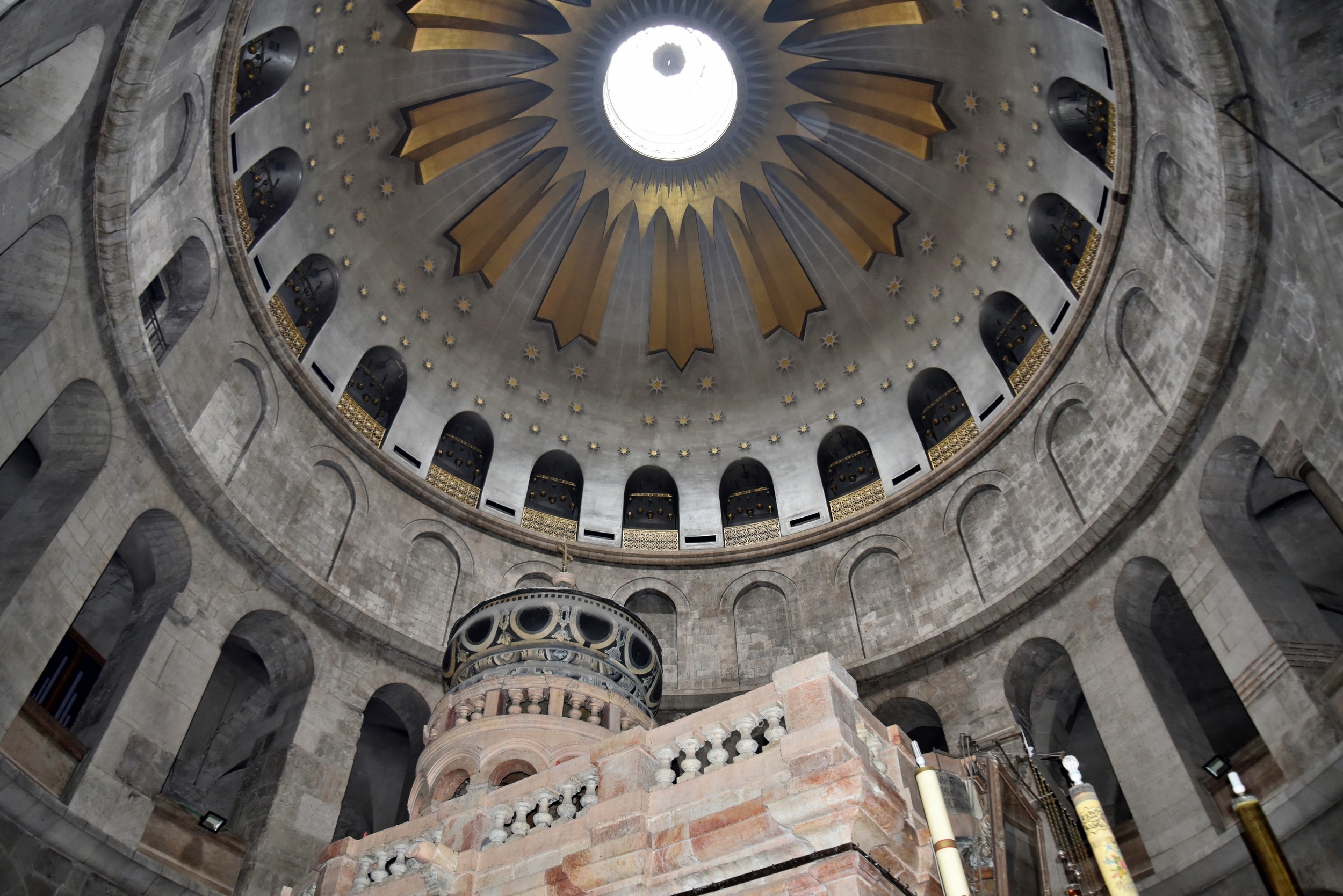 The Stone of Anointing, where Jesus' body was prepared for burial.