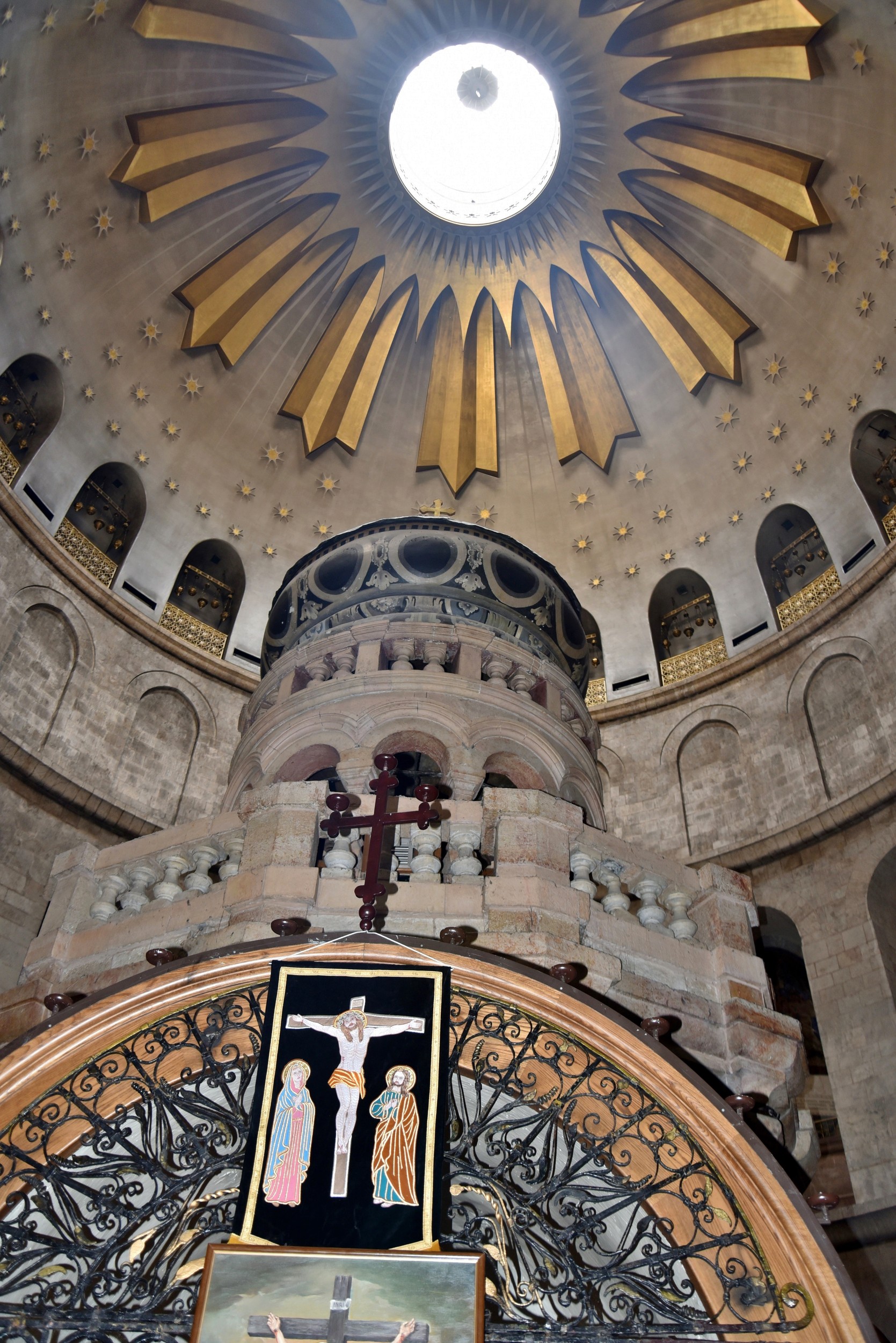 The bell tower, added during the Crusader period.