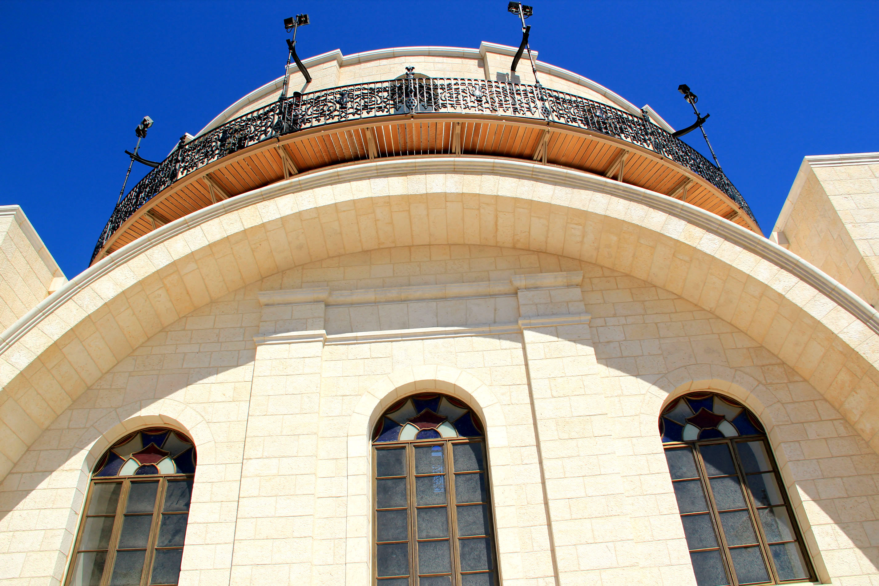 The Holy Ark, the tallest in the world, houses the Torah scrolls.