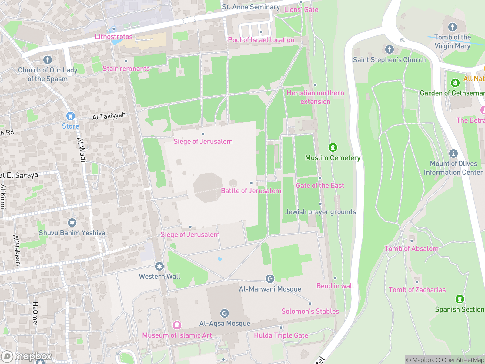 Map showing Solomon's Temple and surrounding area