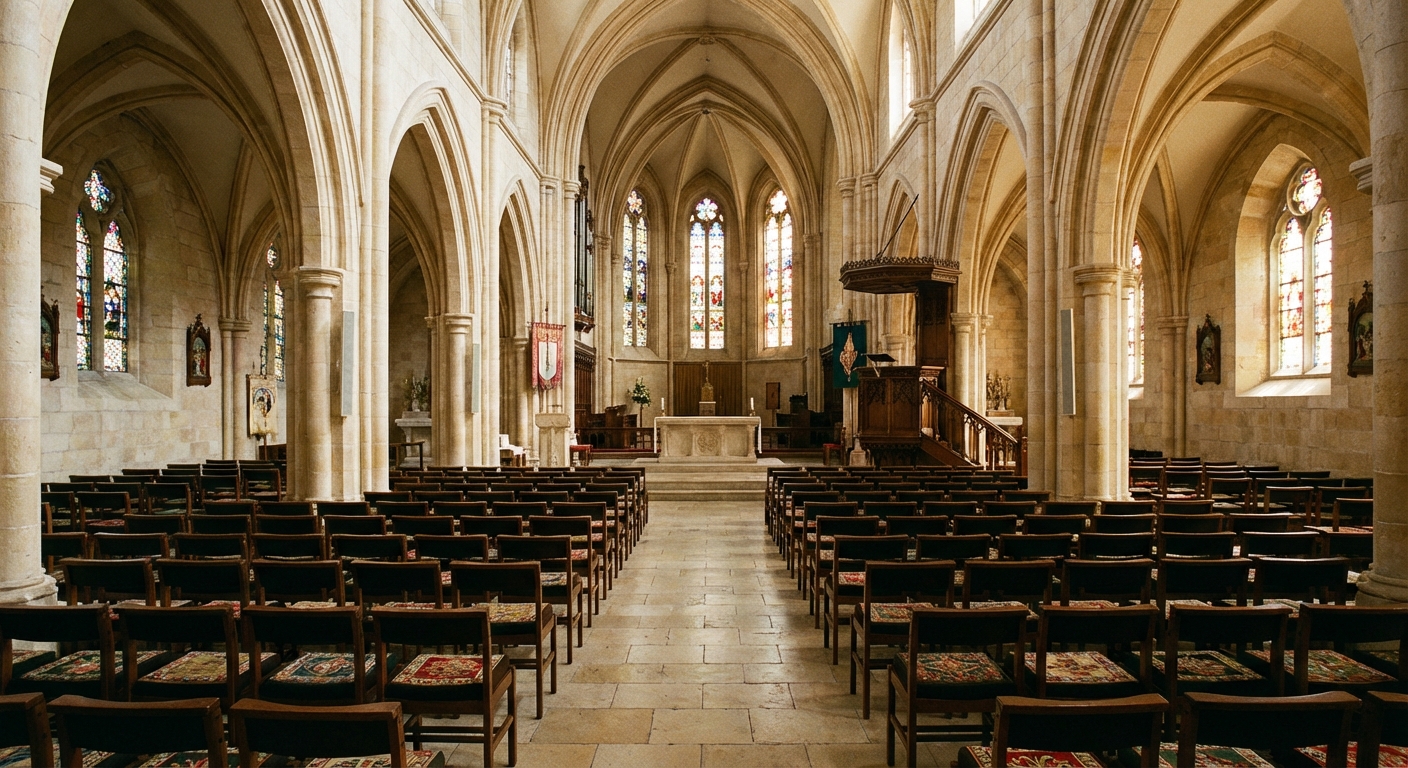 The Pilgrim Guesthouse and cathedral gardens.