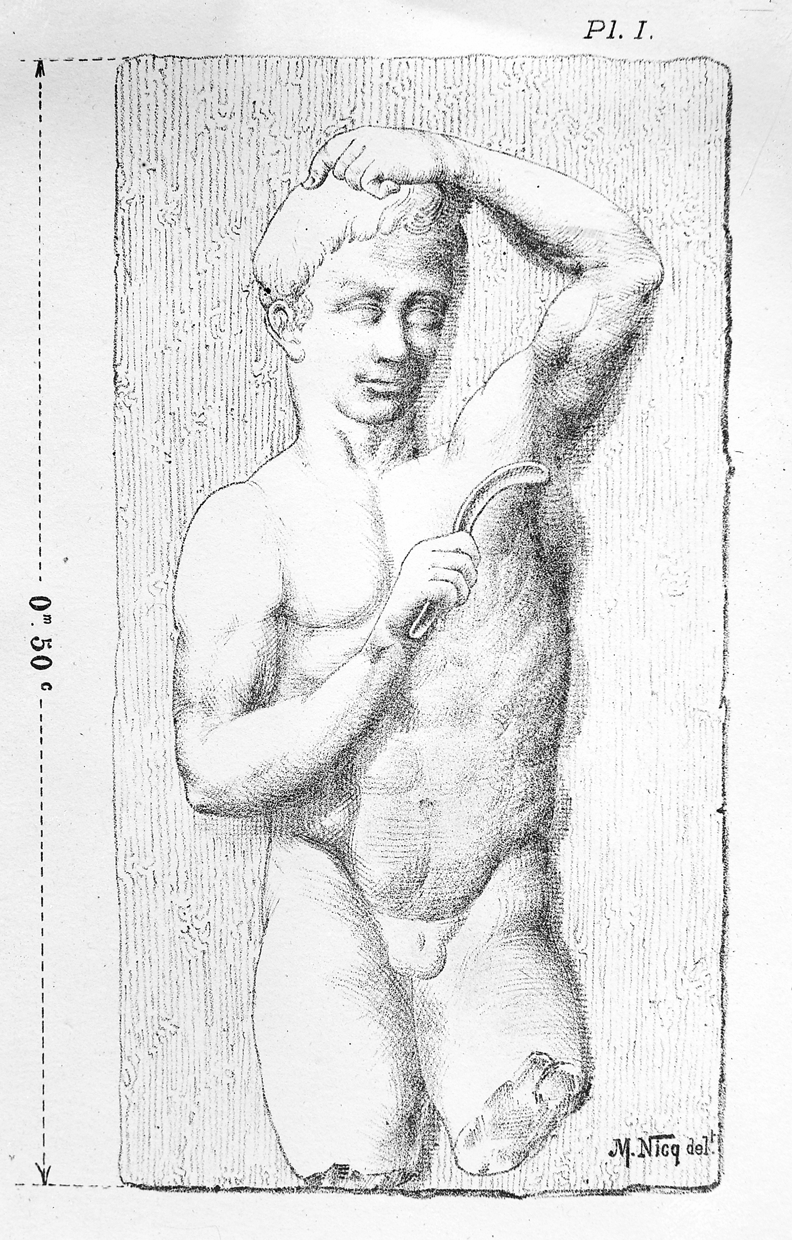 A Roman statue of Mars with spear and shield.
