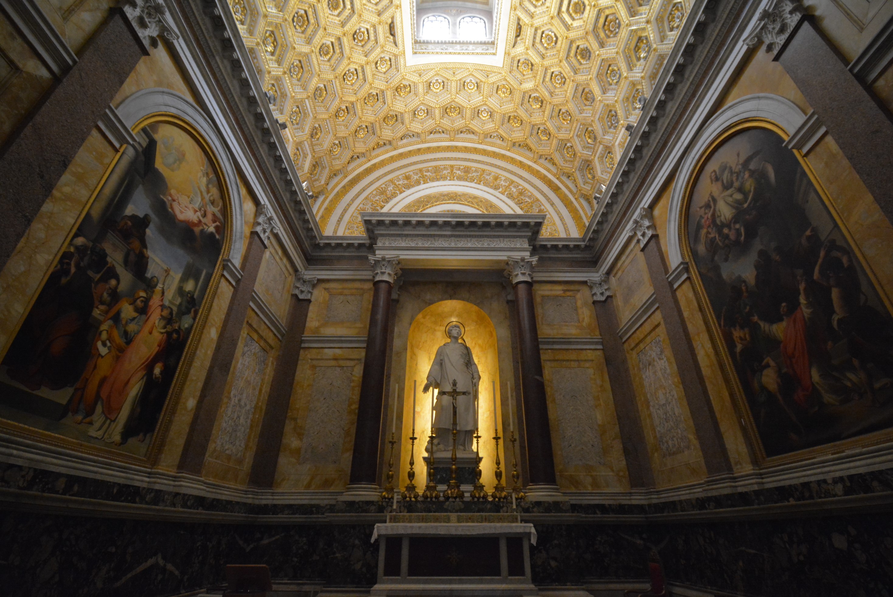 A panoramic view of the basilica and its surroundings.