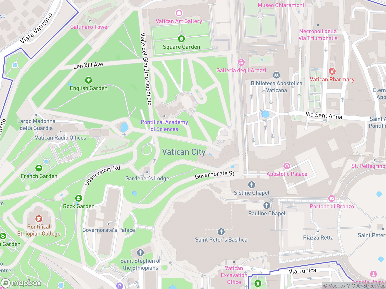 Map showing Vatican Hill and surrounding area