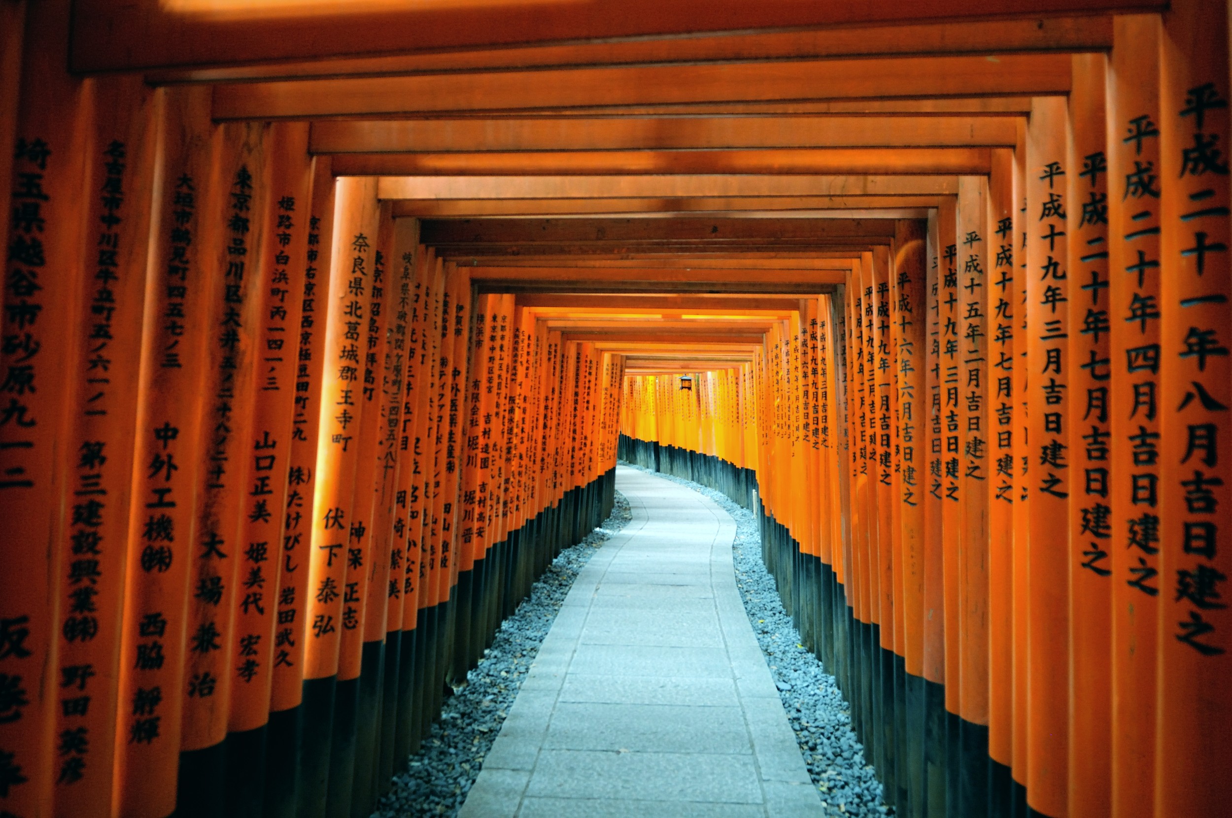 The iconic vermilion torii gates at Fushimi Inari Taisha.