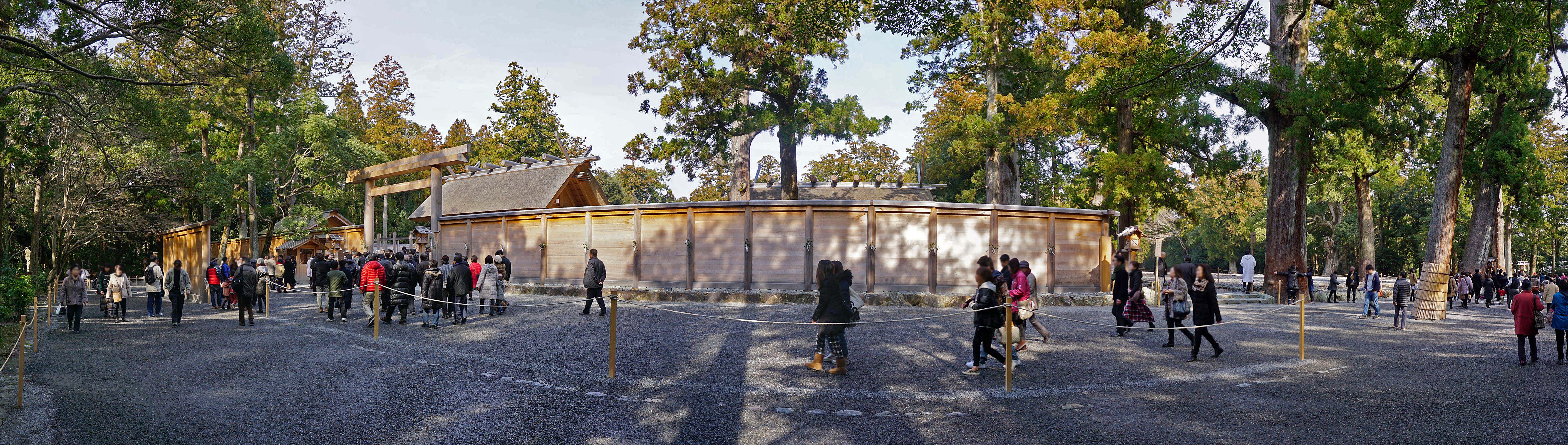 The Isuzu River flowing through the shrine complex, used for purification rituals.