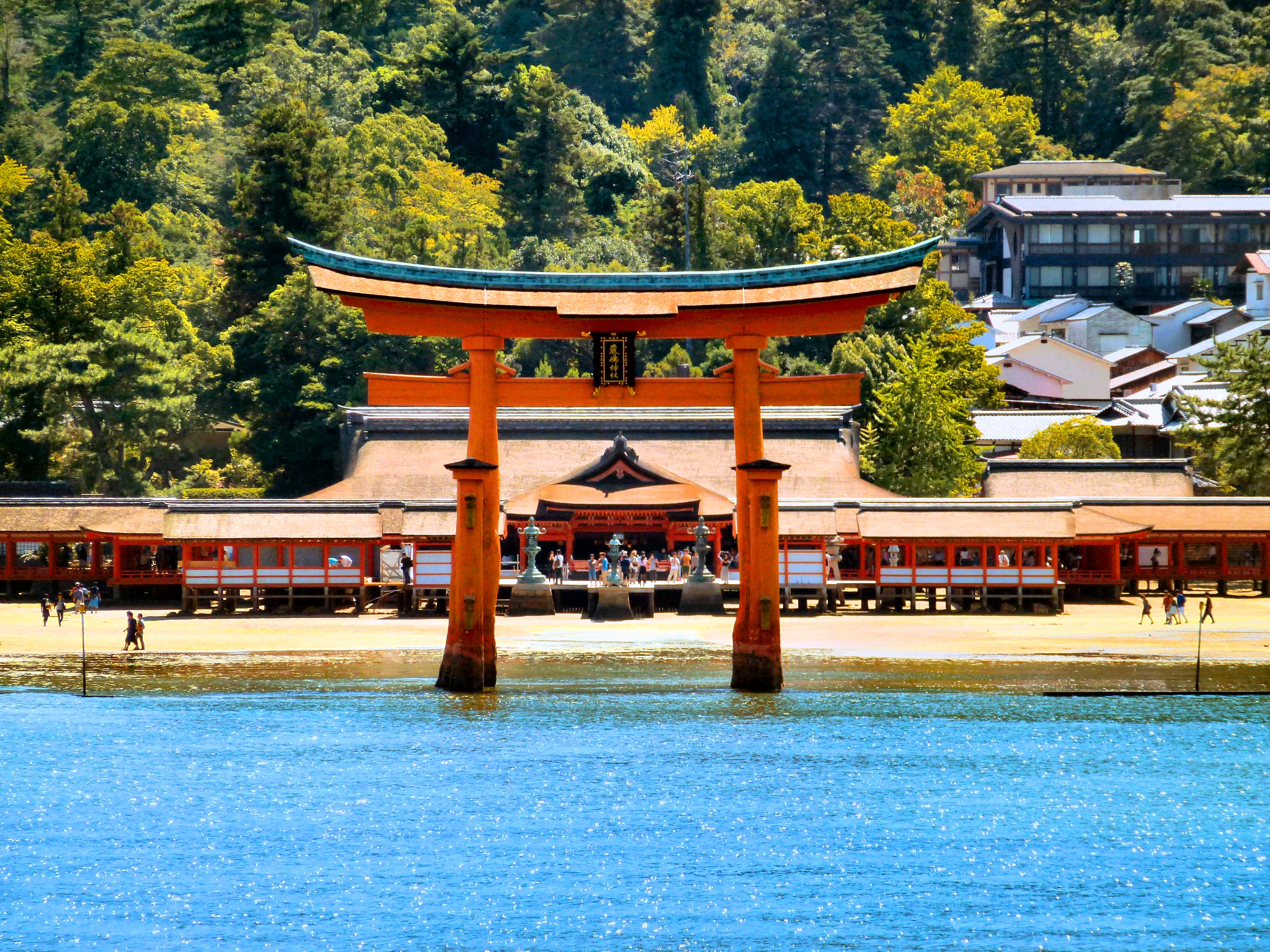 The prayer hall (Haiden) of Itsukushima Shrine, where visitors offer prayers.