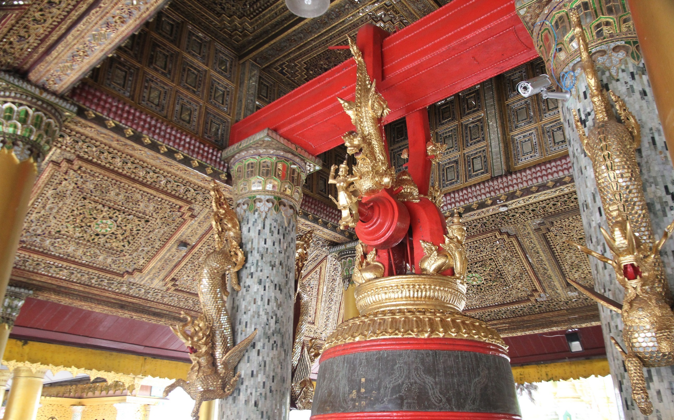 Devotees offering prayers at the pagoda